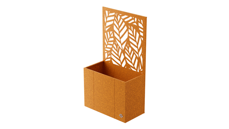 Monterosso corten steel raised garden bed with privacy screen