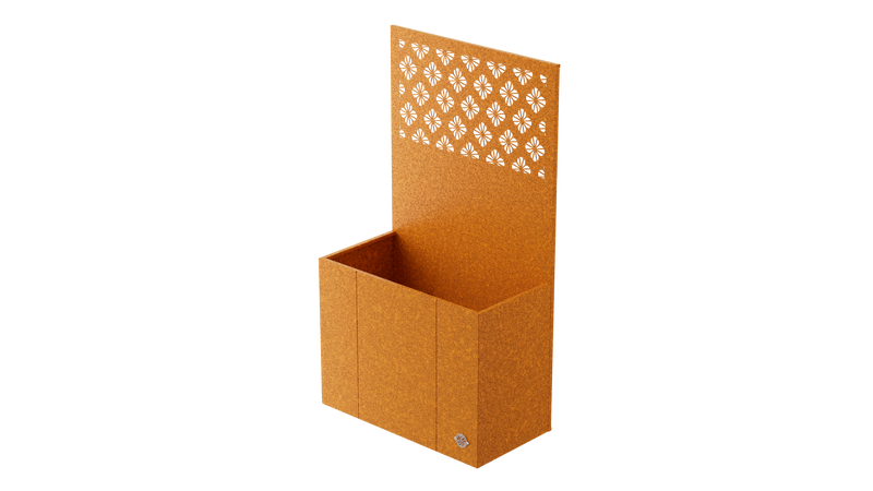 Monterosso corten steel raised garden bed with privacy screen