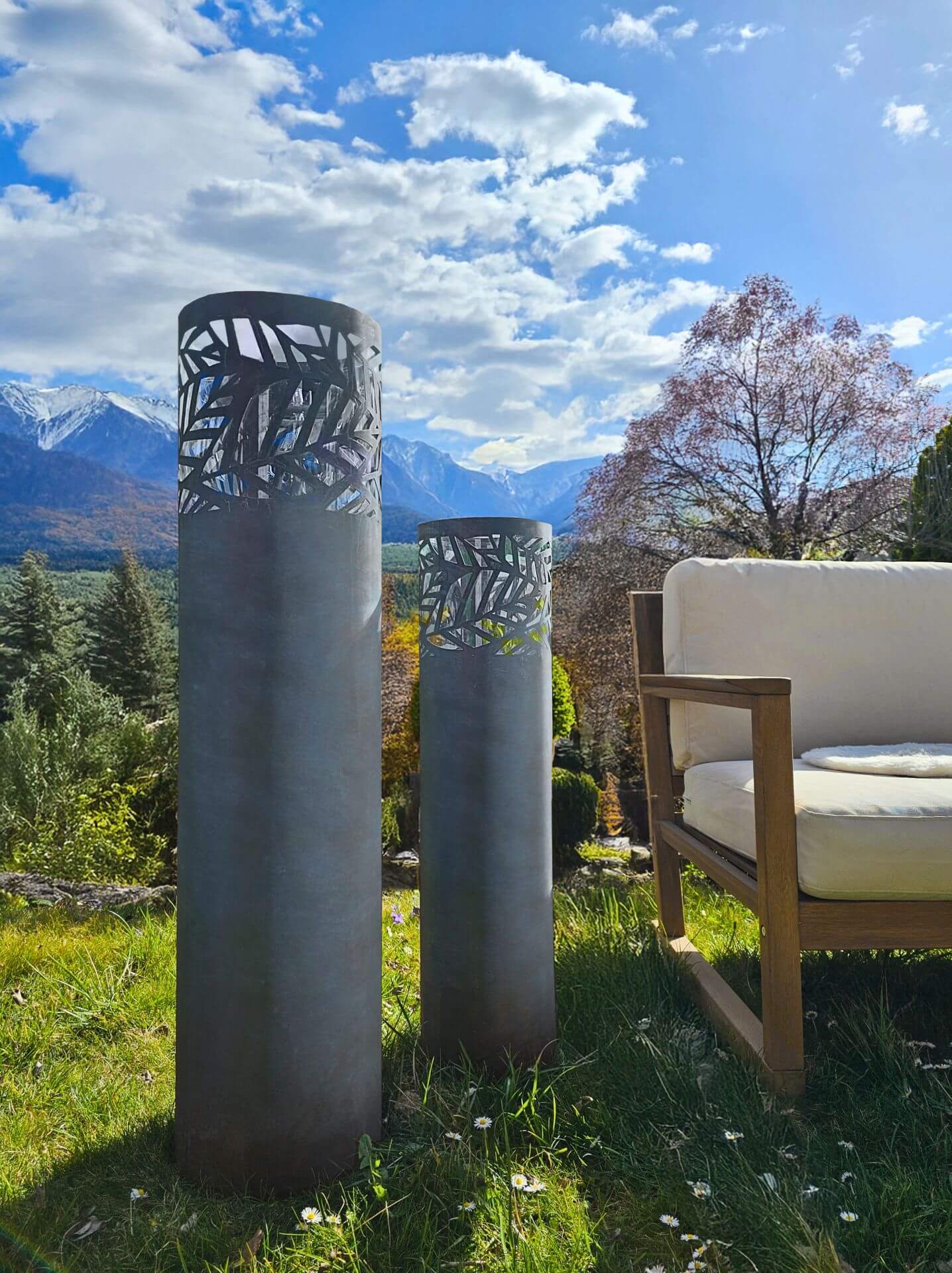 Windlichtsäule Livenza pulverbeschichtet matt-grau