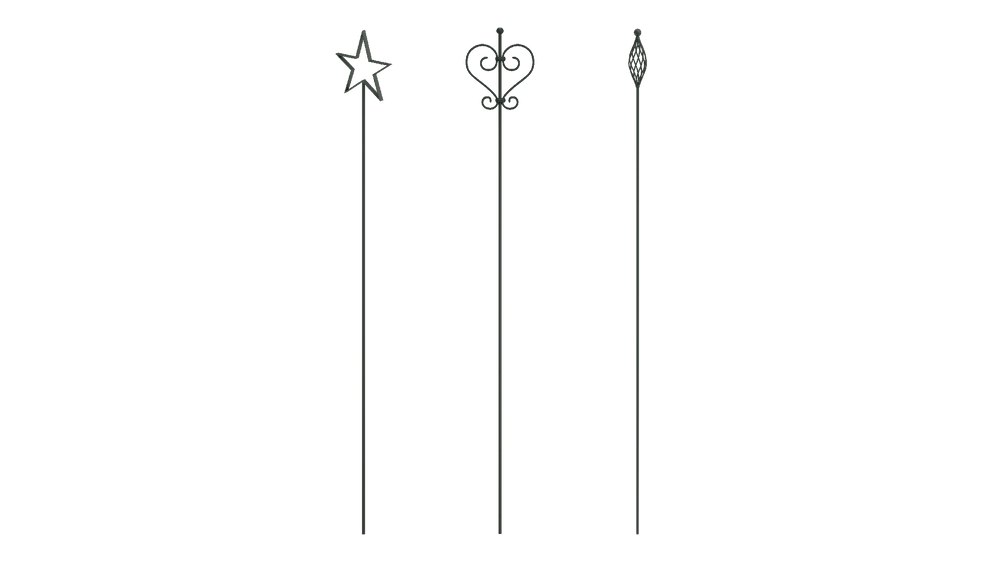 Rankstäbe Vicenza, Tissano und Treviso im Set in pulverbeschichtet Sonderfarbe RAL 6009 Tannengrün als 3D-Modell