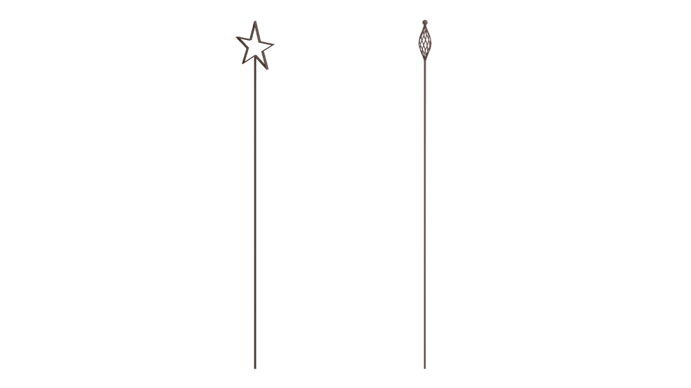 Rankstäbe Tissano und Vicenza im Set in pulverbeschichtet Sonderfarbe RAL 8017 Schokobraun als 3D-Modell
