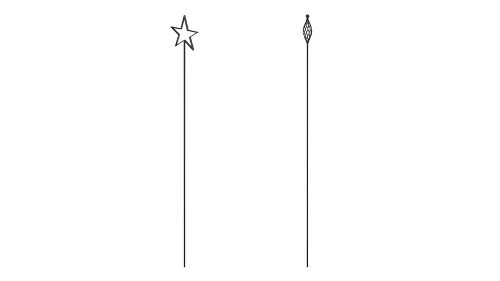 Rankstäbe Tissano und Vicenza im Set in pulverbeschichtet Sonderfarbe RAL 9005 Tiefschwarz als 3D-Modell