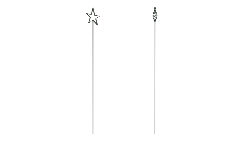 Rankstäbe Tissano und Vicenza im Set in pulverbeschichtet Sonderfarbe RAL 6009 Tannengrün als 3D-Modell